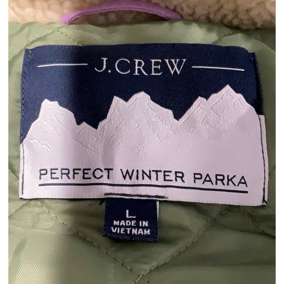J. Crew Perfect Winter Parka - Purple Hooded Puffer Coat - Picture 7 of 8